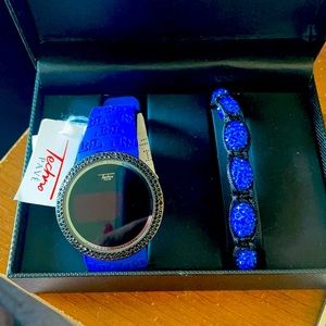 Techno Pave Touch Screen Blue Silicone Band Watch